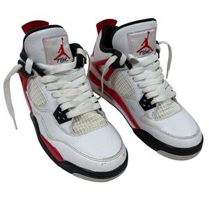 Jordan Retro 4s Red Cement Boys 4.5 High Mid Top Lace Up Sneakers Shoes Unisex
